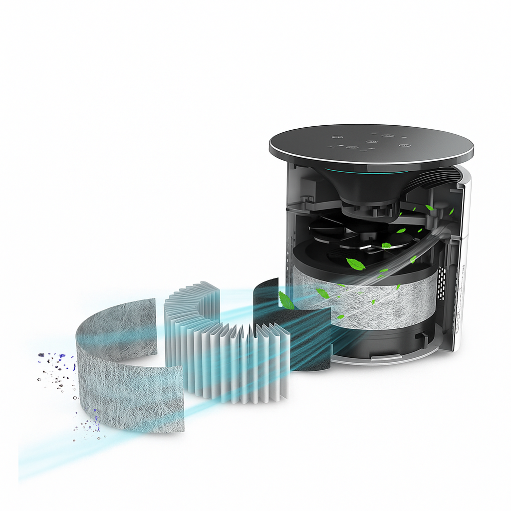 SmartGrove - ECO 360 Air Purifier with UV & 3-in-1 Filter – Quiet, Compact & 360° Air Cleaning